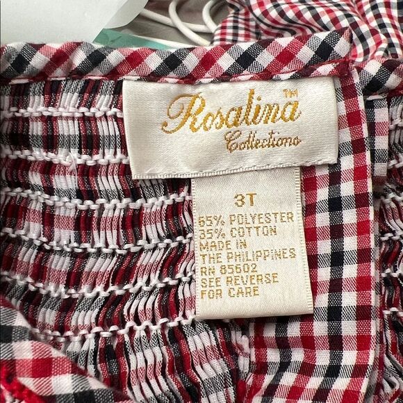 Rosalina Collections Red and blue smocked crab embroidered bishop dress size 3T - Picture 11 of 13